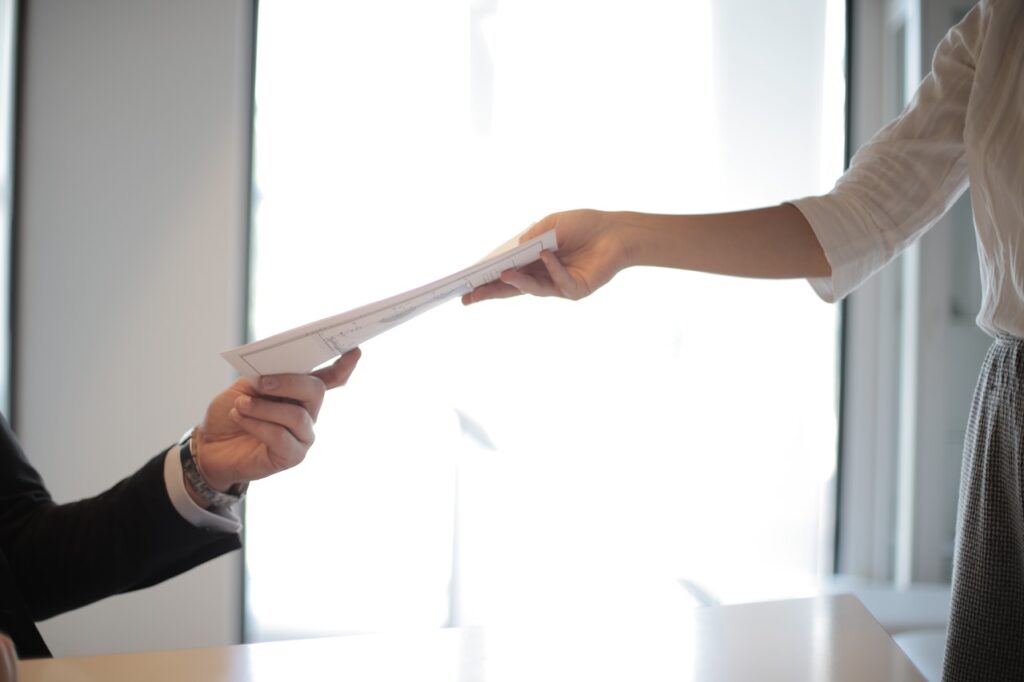 Hiring manager receiving resumes
