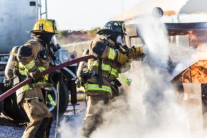 Firefighters at work