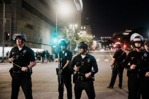 A team of police officers on duty